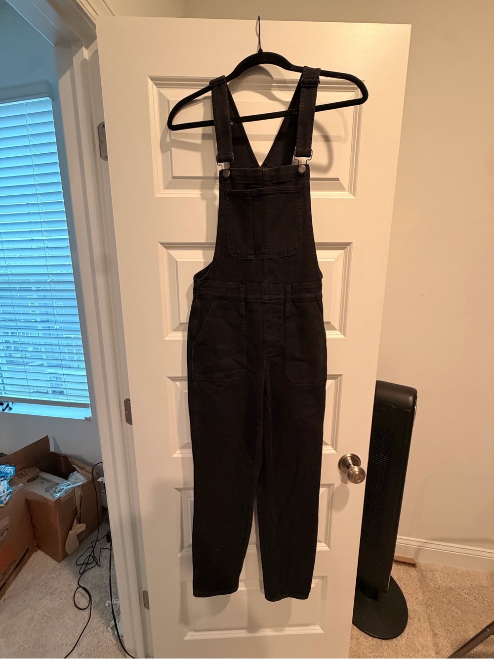Madewell Black Denim Women's straight-leg overalls with front pocket - Picture 2 of 4